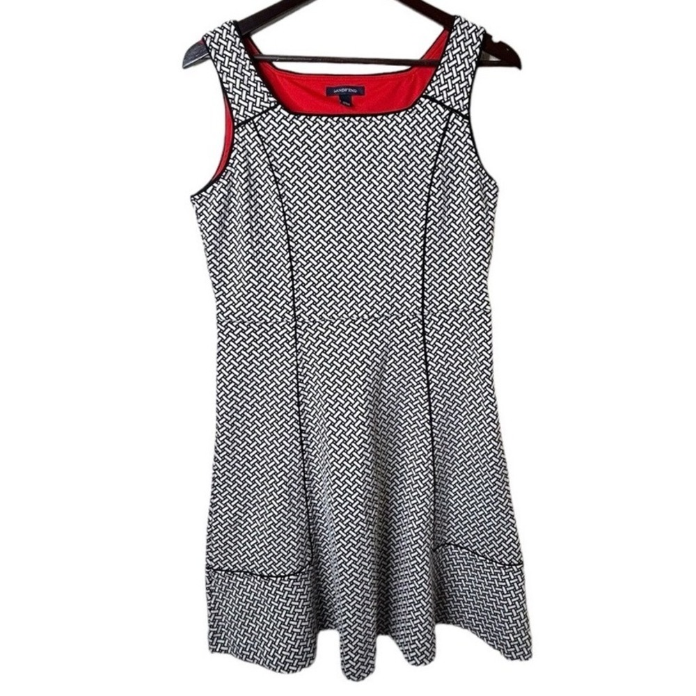 Lands End Womens‎ Square Neck Sleeveless Geometric Print Sheath Dress Size 10